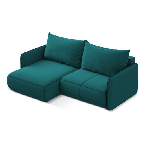 Canapé D’angle 2,5 Places Gauche Convertible Nanea En Velours Marin