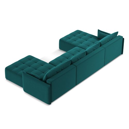 Canapé Panoramique 5 Places Moku En Velours Marin