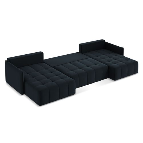 Canapé Panoramique 5 Places Moku En Velours Bleu Royal