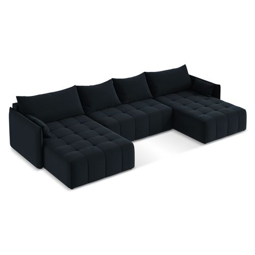 Canapé Panoramique 5 Places Moku En Velours Bleu Royal