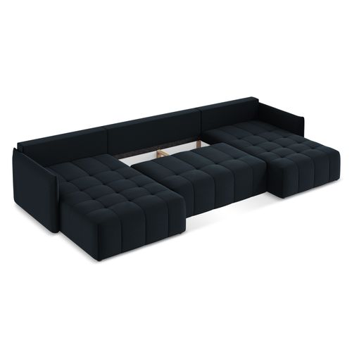 Canapé Panoramique 5 Places Moku En Velours Bleu Royal