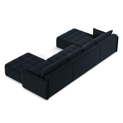 Canapé Panoramique 5 Places Moku En Velours Bleu Royal