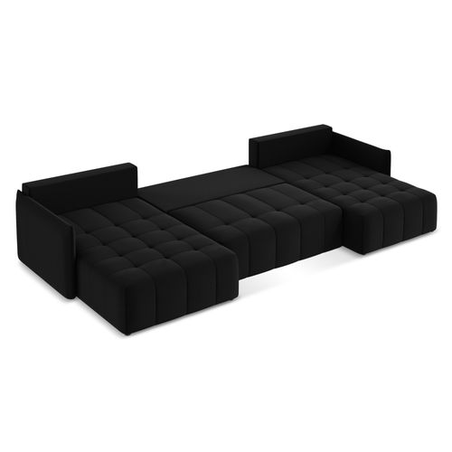 Canapé Panoramique 5 Places Moku En Velours Noir