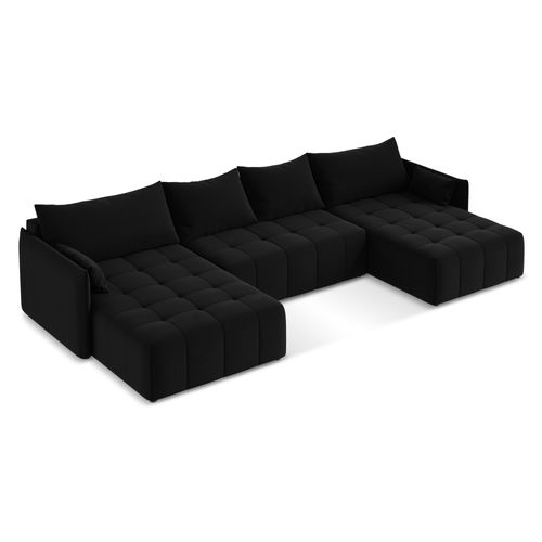 Canapé Panoramique 5 Places Moku En Velours Noir