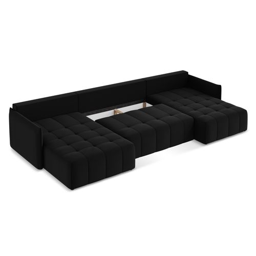 Canapé Panoramique 5 Places Moku En Velours Noir