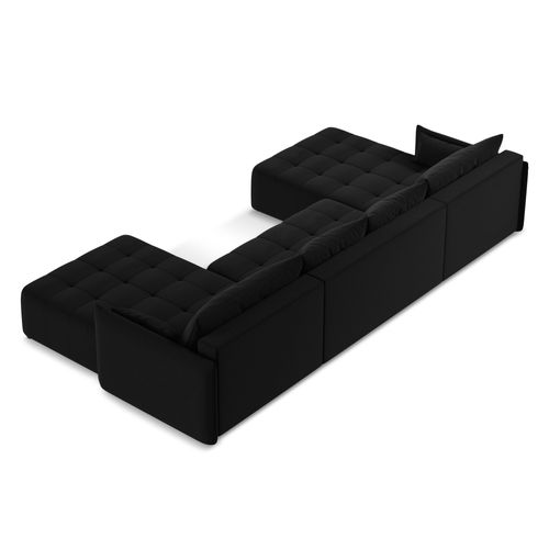 Canapé Panoramique 5 Places Moku En Velours Noir