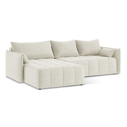 Canapé D’angle 3 Places Gauche Convertible Moku En Tissu Bouclette Sable