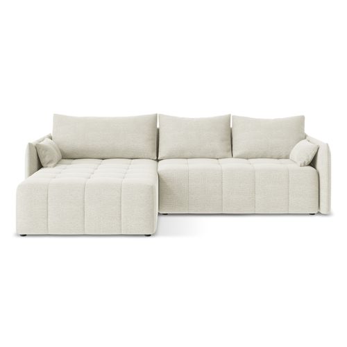 Canapé D’angle 3 Places Gauche Convertible Moku En Tissu Bouclette Sable