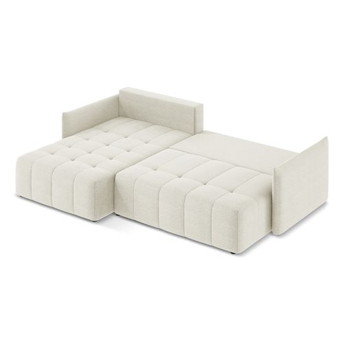 Canapé D’angle 3 Places Gauche Convertible Moku En Tissu Bouclette Sable