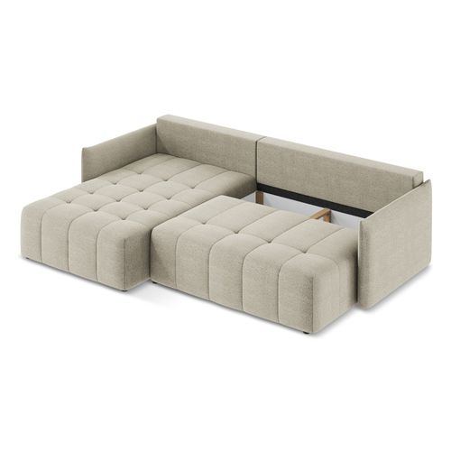 Canapé D’angle 3 Places Gauche Convertible Moku En Tissu Bouclette Taupe