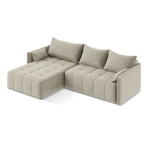 Canapé D’angle 3 Places Gauche Convertible Moku En Tissu Bouclette Taupe