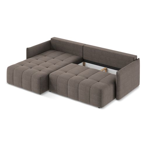 Canapé D’angle 3 Places Gauche Convertible Moku En Tissu Bouclette Choolat