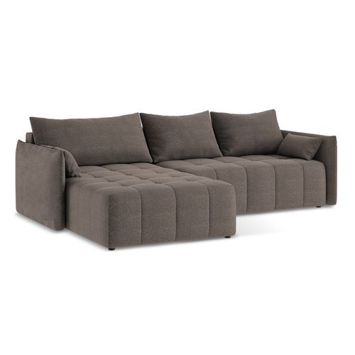 Canapé D’angle 3 Places Gauche Convertible Moku En Tissu Bouclette Choolat