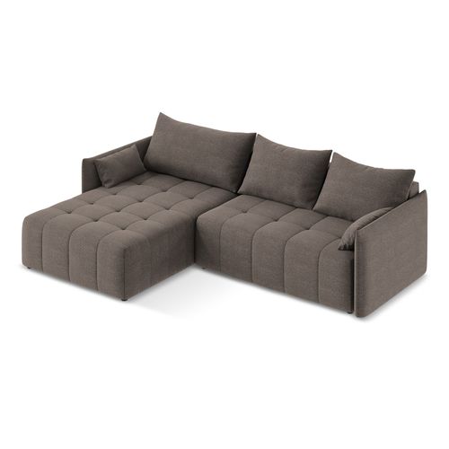 Canapé D’angle 3 Places Gauche Convertible Moku En Tissu Bouclette Choolat