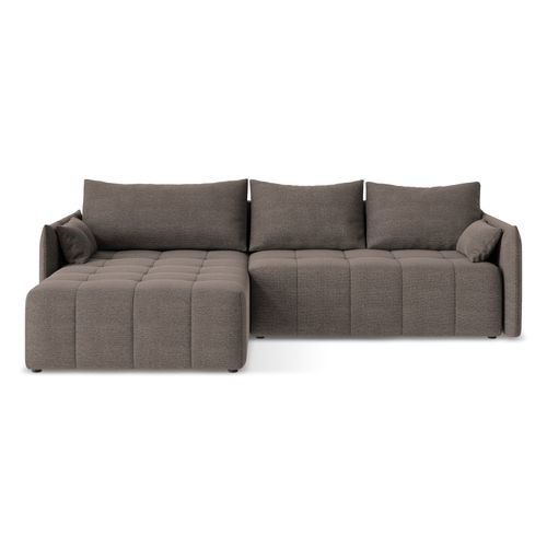 Canapé D’angle 3 Places Gauche Convertible Moku En Tissu Bouclette Choolat