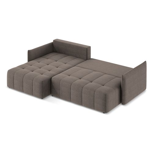 Canapé D’angle 3 Places Gauche Convertible Moku En Tissu Bouclette Choolat