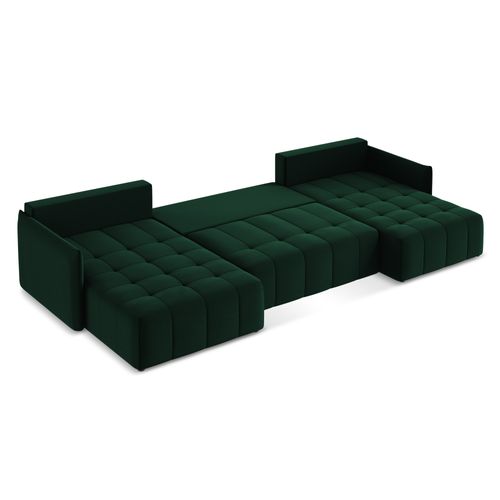 Canapé Panoramique 5 Places Moku En Velours Bouteille Verte