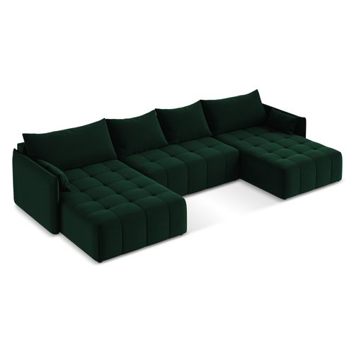 Canapé Panoramique 5 Places Moku En Velours Bouteille Verte