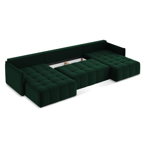 Canapé Panoramique 5 Places Moku En Velours Bouteille Verte