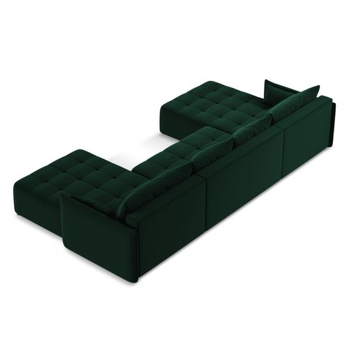 Canapé Panoramique 5 Places Moku En Velours Bouteille Verte