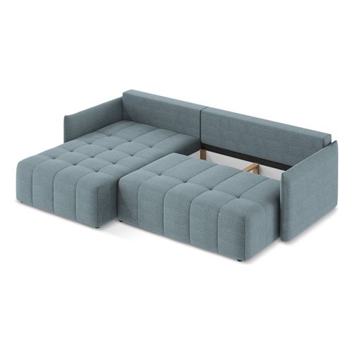 Canapé D’angle 3 Places Gauche Convertible Moku En Tissu Bouclette Jeans