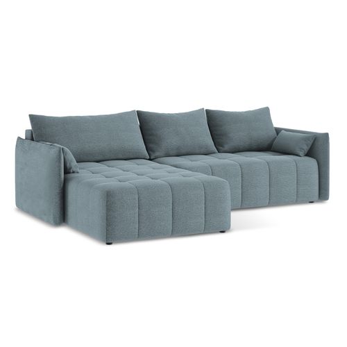 Canapé D’angle 3 Places Gauche Convertible Moku En Tissu Bouclette Jeans