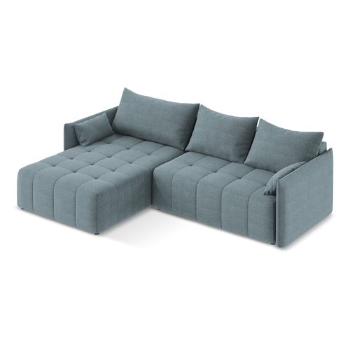 Canapé D’angle 3 Places Gauche Convertible Moku En Tissu Bouclette Jeans