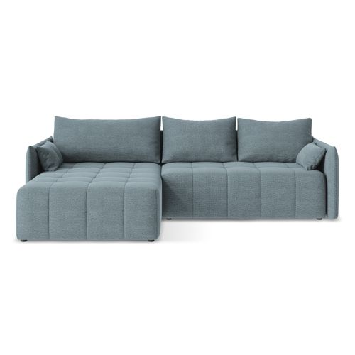 Canapé D’angle 3 Places Gauche Convertible Moku En Tissu Bouclette Jeans