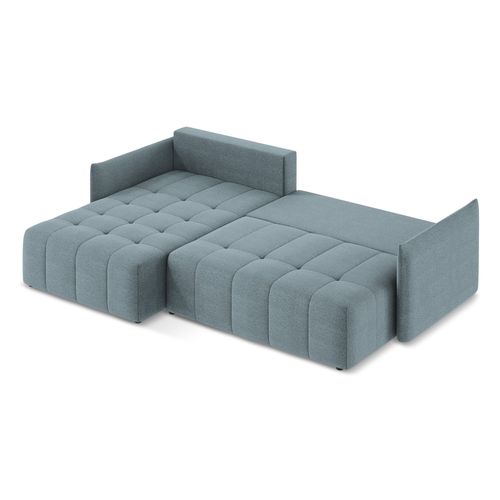 Canapé D’angle 3 Places Gauche Convertible Moku En Tissu Bouclette Jeans