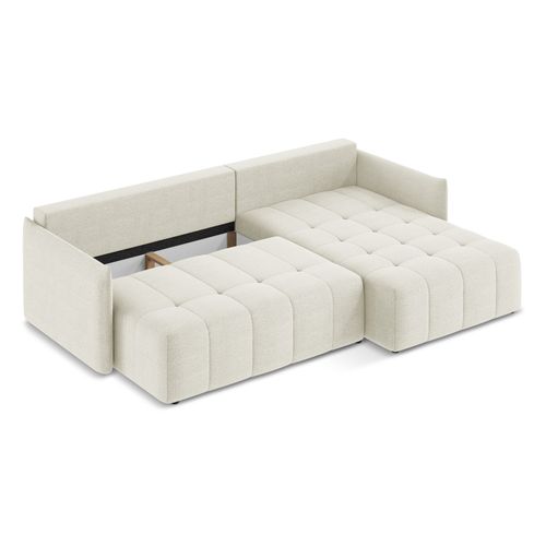 Canapé D'angle Droit Convertible Moku En Tissu Bouclette Sable