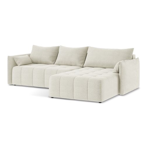 Canapé D'angle Droit Convertible Moku En Tissu Bouclette Sable