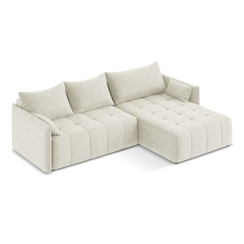 Canapé D'angle Droit Convertible Moku En Tissu Bouclette Sable