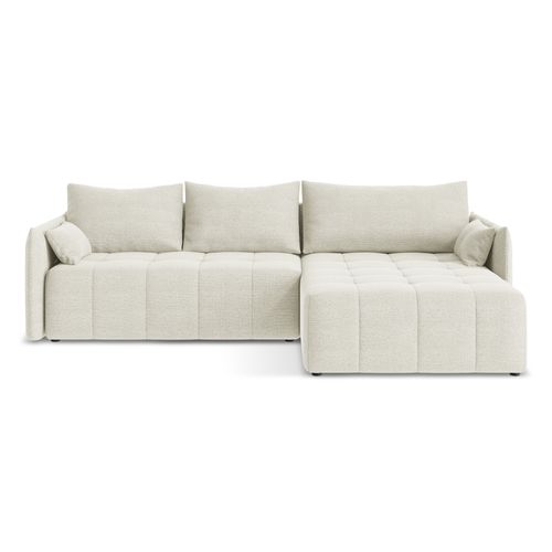 Canapé D'angle Droit Convertible Moku En Tissu Bouclette Sable