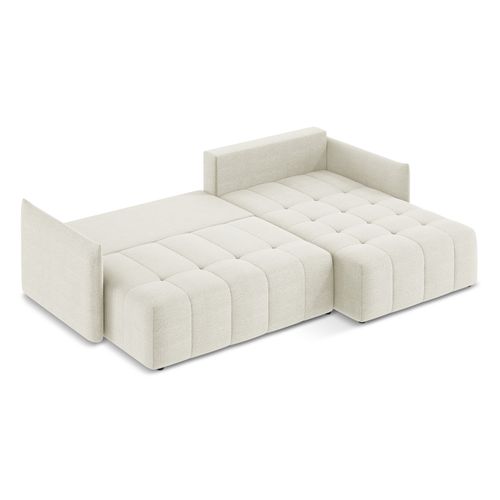 Canapé D'angle Droit Convertible Moku En Tissu Bouclette Sable