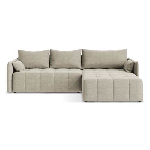 Canapé D'angle Droit Convertible Moku En Tissu Bouclette Taupe