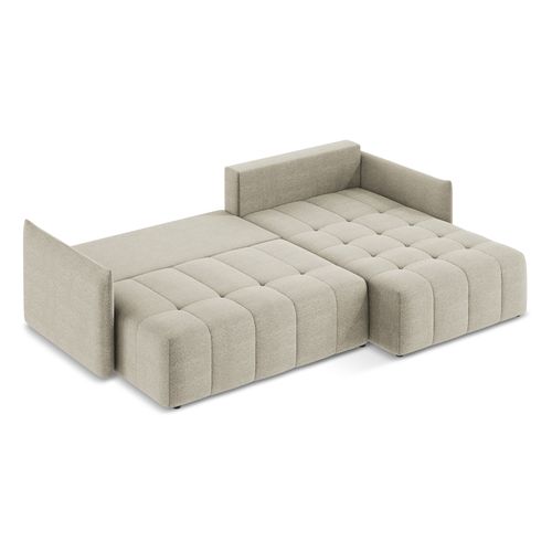 Canapé D'angle Droit Convertible Moku En Tissu Bouclette Taupe