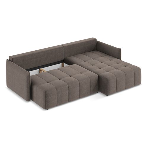 Canapé D'angle Droit Convertible Moku En Tissu Bouclette Choolat