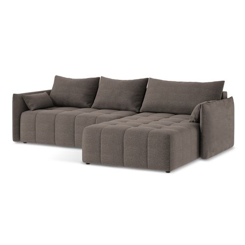 Canapé D'angle Droit Convertible Moku En Tissu Bouclette Choolat