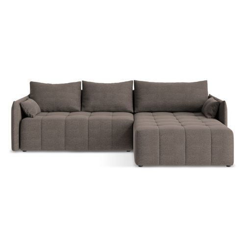 Canapé D'angle Droit Convertible Moku En Tissu Bouclette Choolat