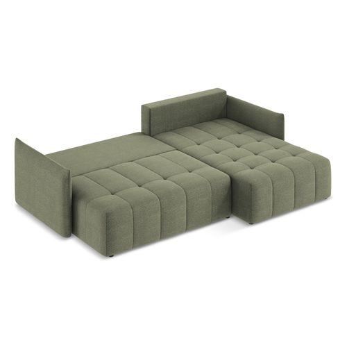 Canapé D'angle Droit Convertible Moku En Tissu Bouclette Olive