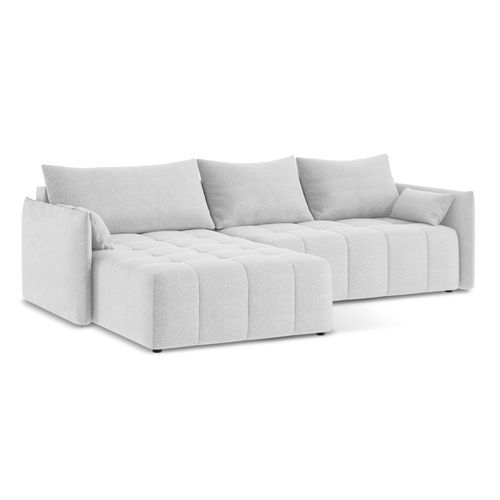 Canapé D’angle 3 Places Gauche Convertible Moku En Tissu Bouclette Argent