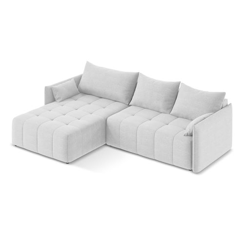 Canapé D’angle 3 Places Gauche Convertible Moku En Tissu Bouclette Argent