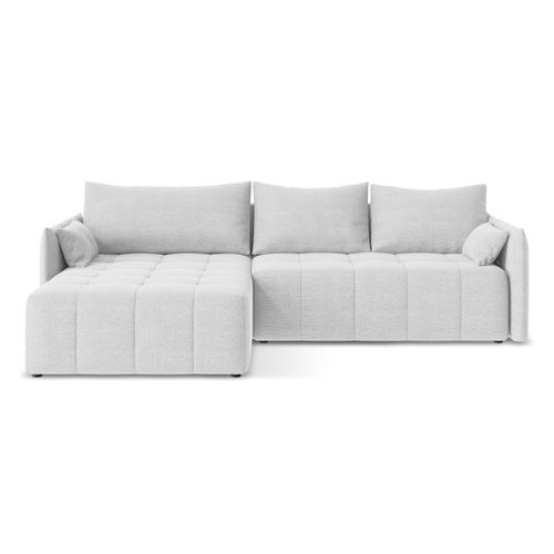 Canapé D’angle 3 Places Gauche Convertible Moku En Tissu Bouclette Argent