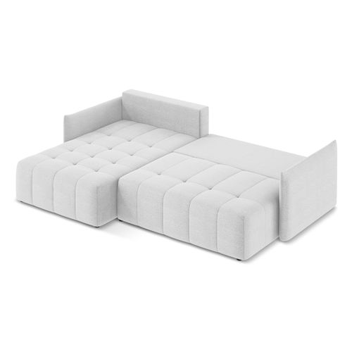 Canapé D’angle 3 Places Gauche Convertible Moku En Tissu Bouclette Argent