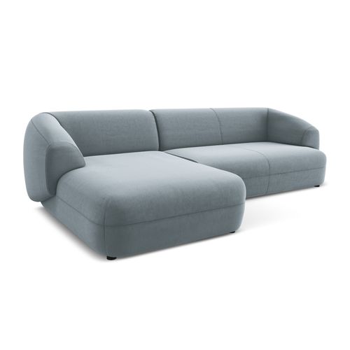 Canapé D'angle 3 Places Modulaire Gauche Moana En Velours Bleu Clair