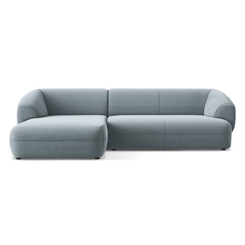 Canapé D'angle 3 Places Modulaire Gauche Moana En Velours Bleu Clair