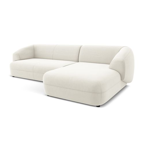 Canapé D'angle 3 Places Modulaire Droit Moana En Velours Beige Clair