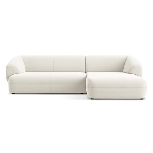 Canapé D'angle 3 Places Modulaire Droit Moana En Velours Beige Clair