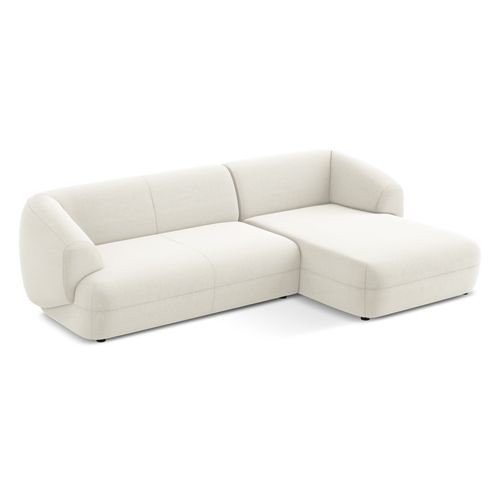 Canapé D'angle 3 Places Modulaire Droit Moana En Velours Beige Clair