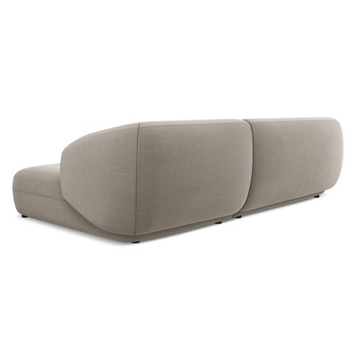 Canapé D'angle 3 Places Modulaire Droit Moana En Velours Taupe